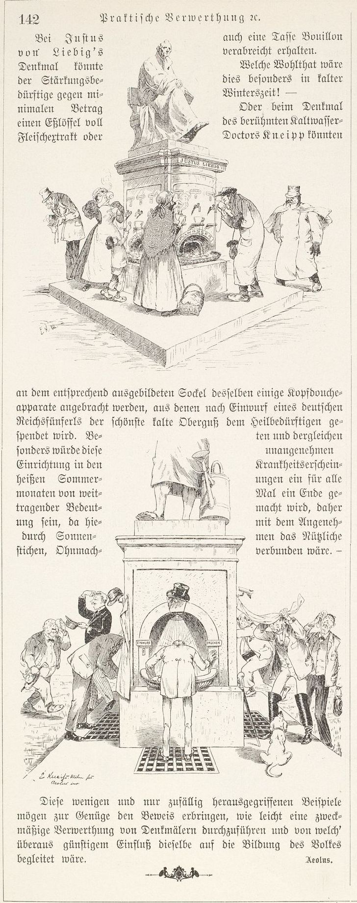 Alternative Verwendung der Denkmäler für Justus v. Liebig und Pfarrer Kneipp