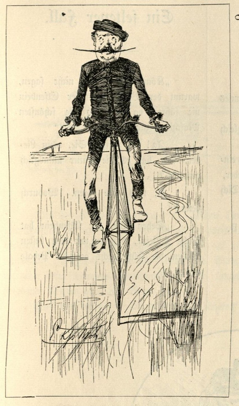 Humoristischer Zyklus eines Einradfahrers bei einer Begegnung mit einer Wespe